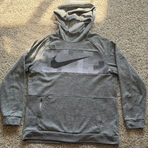 Nike Dri Fit High Neck Pullover  Hoodie Men’s L Large Gray Standard Fit